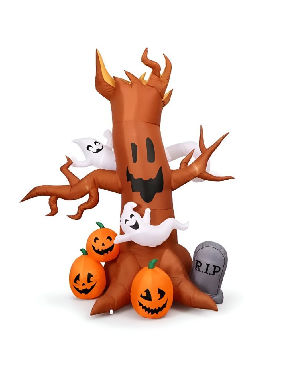 8FT Halloween Inflatable Ghost Tree Decoration with Pumpkins, Tombstone